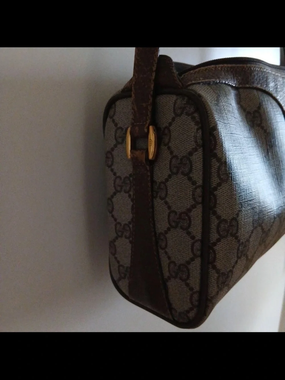 Gucci Brown Monogram Shoulder Bag with Green-Red Web Accent